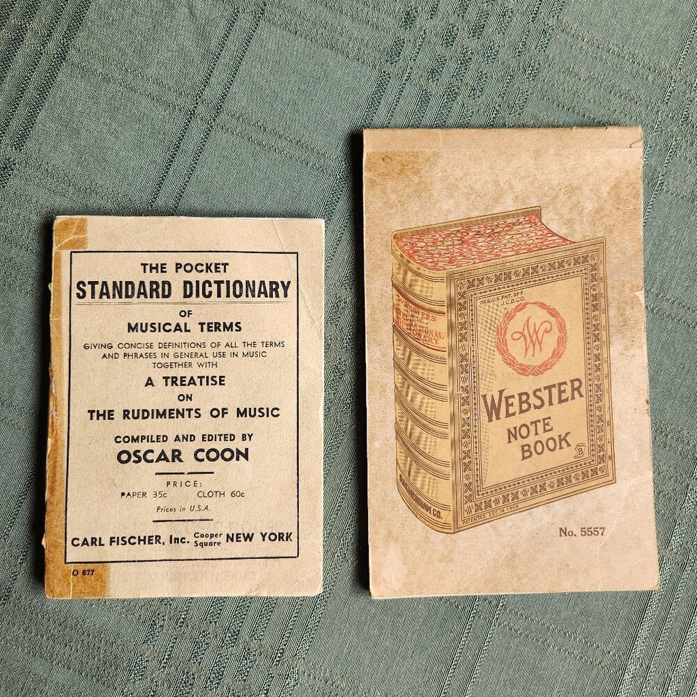 Antique 1905 Dictionary of Musical Terms and Webster Notebook